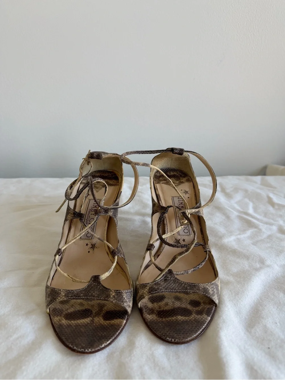 Jimmy Choo Heeled Sandals Snake Skin Size 35
